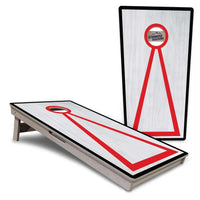 Red/Black Hole Ring Grey Wash Cornhole Boards - Professional Tournament Series