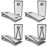 Red/Black Hole Ring Grey Wash Cornhole Boards - Professional Tournament Series