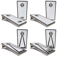 Red/Black Hole Ring Grey Wash Cornhole Boards - Professional Tournament Series