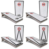 Red/Black Hole Ring Grey Wash Cornhole Boards - Professional Tournament Series