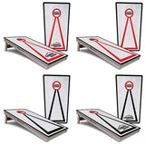 Red/Black Hole Ring Grey Wash Cornhole Boards - Professional Tournament Series