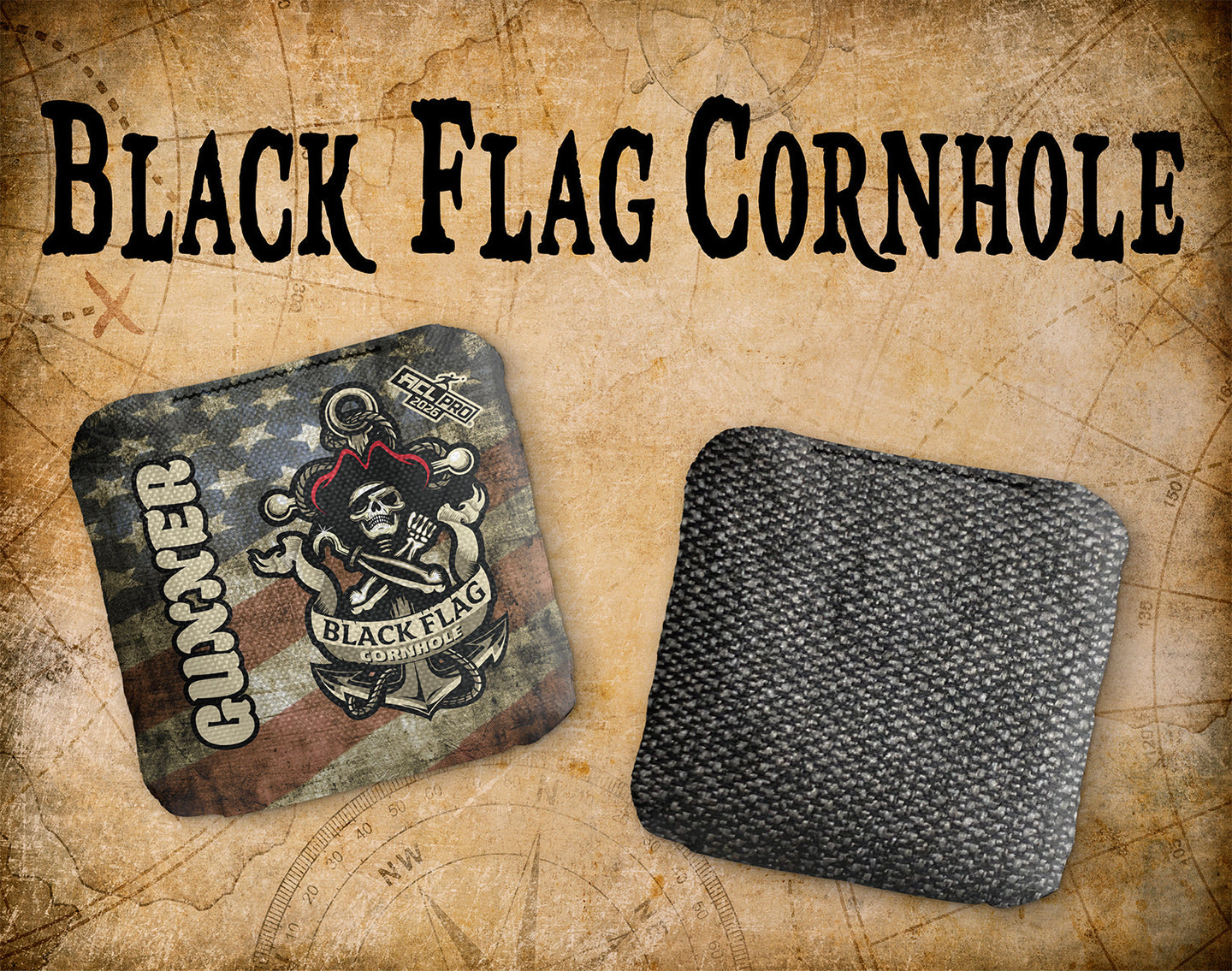 Black Flag Cornhole Gunner - Rustic Flag - ACL Pro 2026