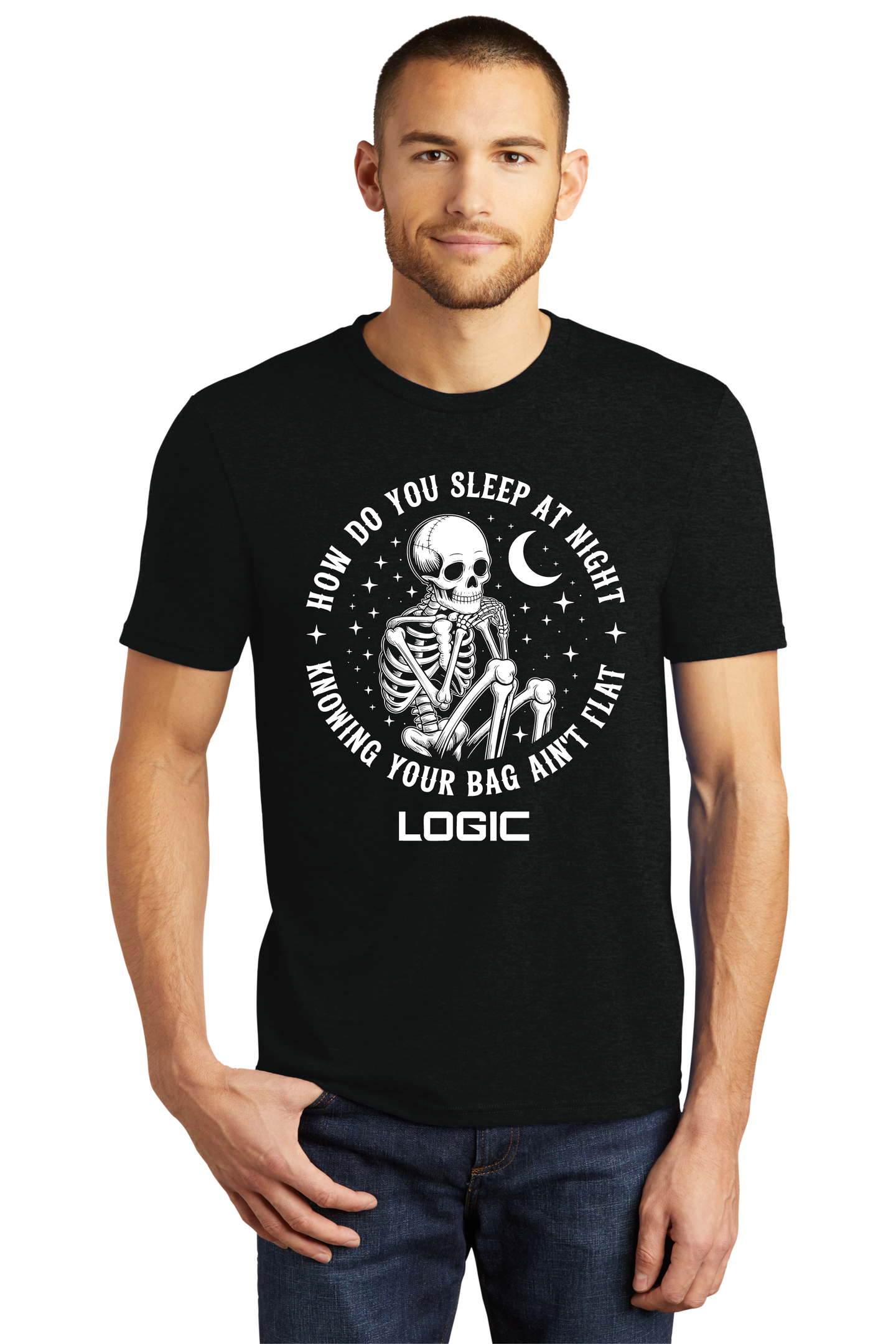 Logic Cornhole - How Do You Sleep At Night Skeleton T-Shirt - Multiple Colors Available