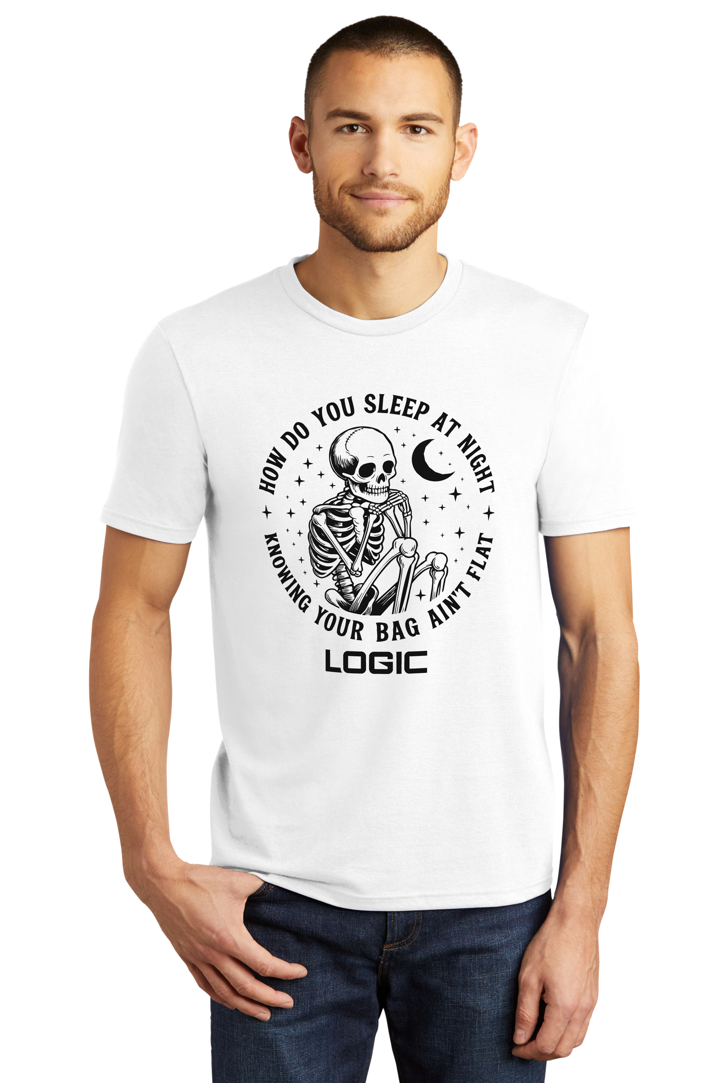 Logic Cornhole - How Do You Sleep At Night Skeleton T-Shirt - Multiple Colors Available