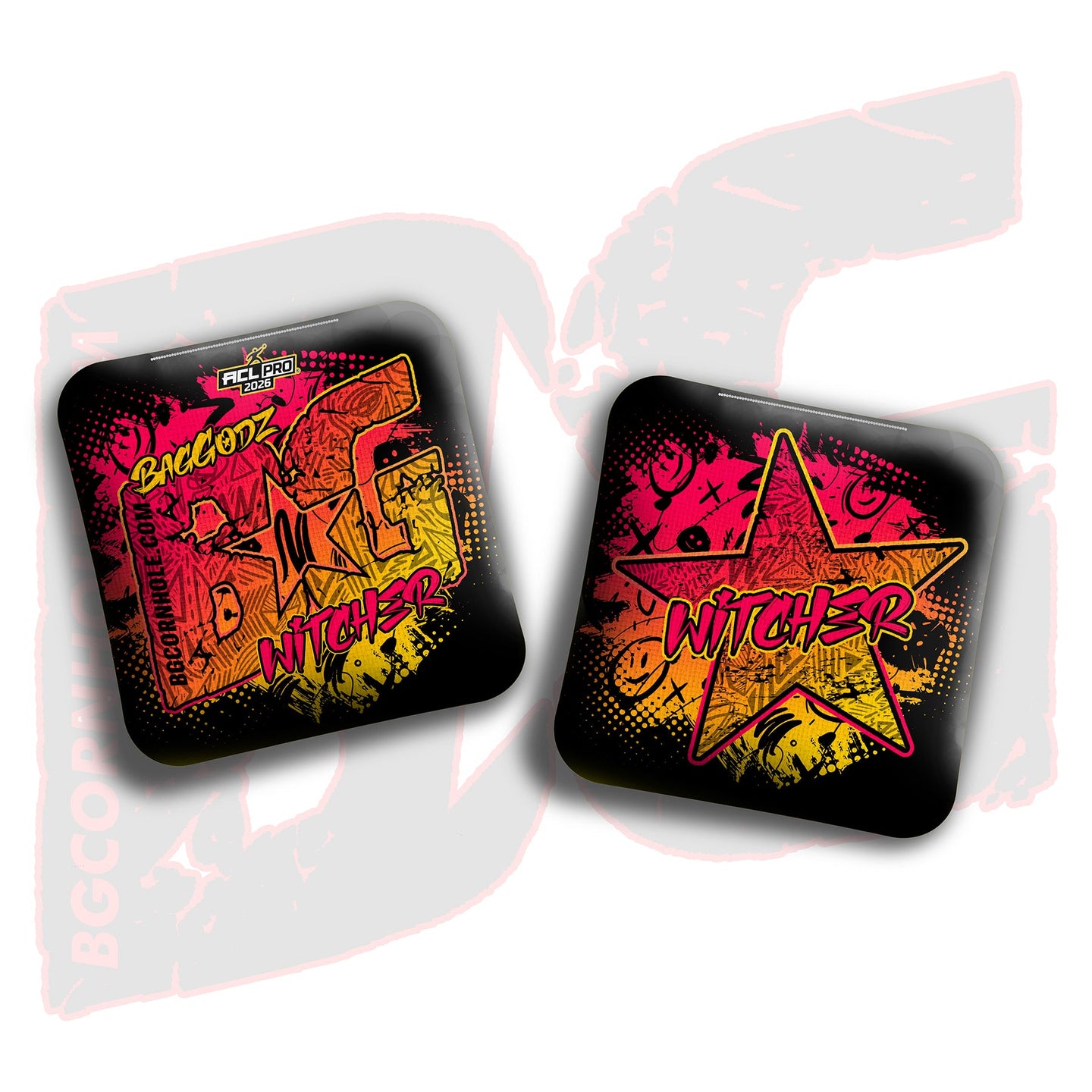 BG Cornhole 2026 BG Multiple Bag Types - "Black Hyper Ink" - ACL Pro Stamped Cornhole Bags - SET OF 4 BAGS