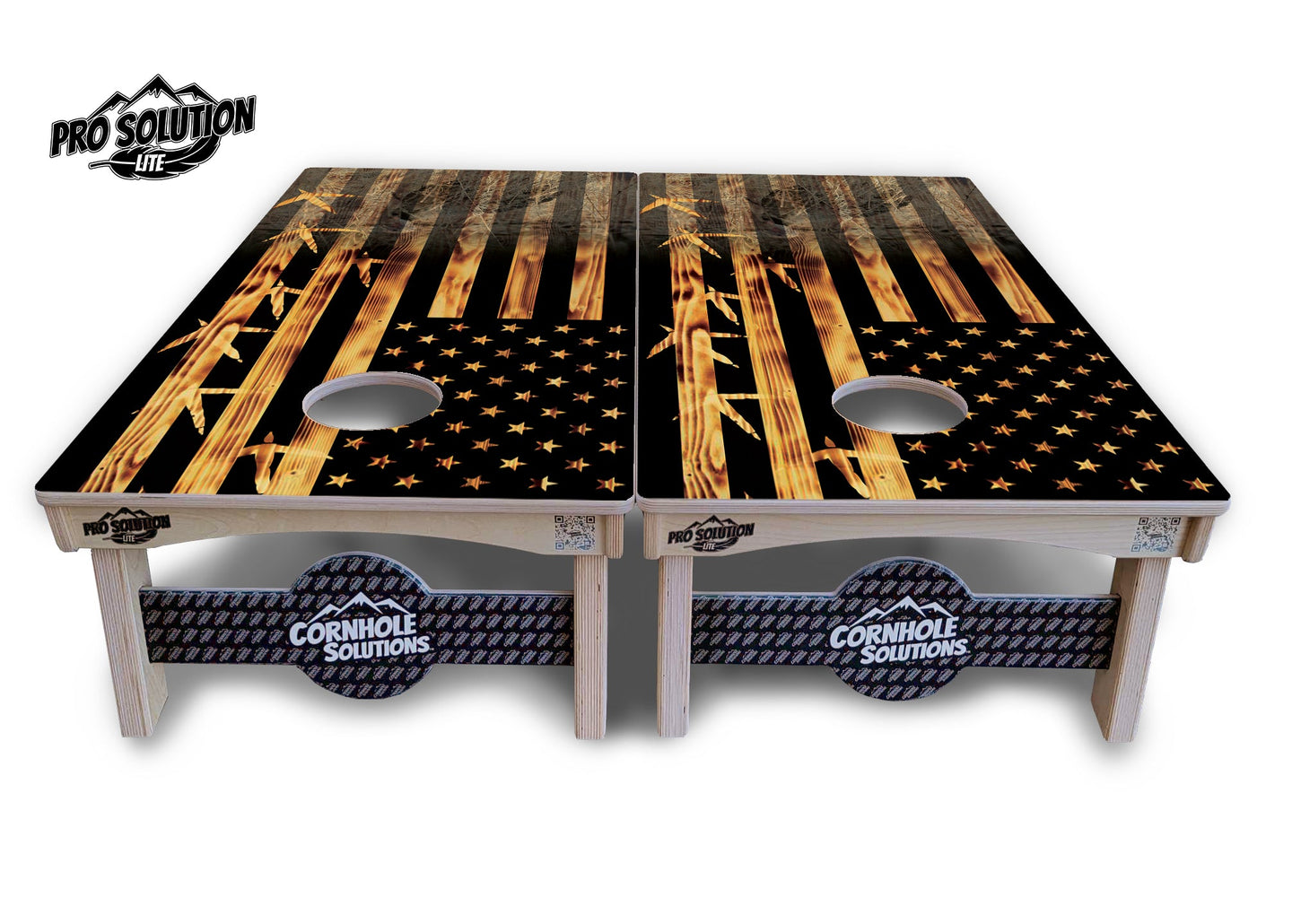 Hidden Turkey Burnt Flag Cornhole Boards - Pro Solution Lite Series