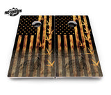 Hidden Turkey Burnt Flag Cornhole Boards - Pro Solution Lite Series