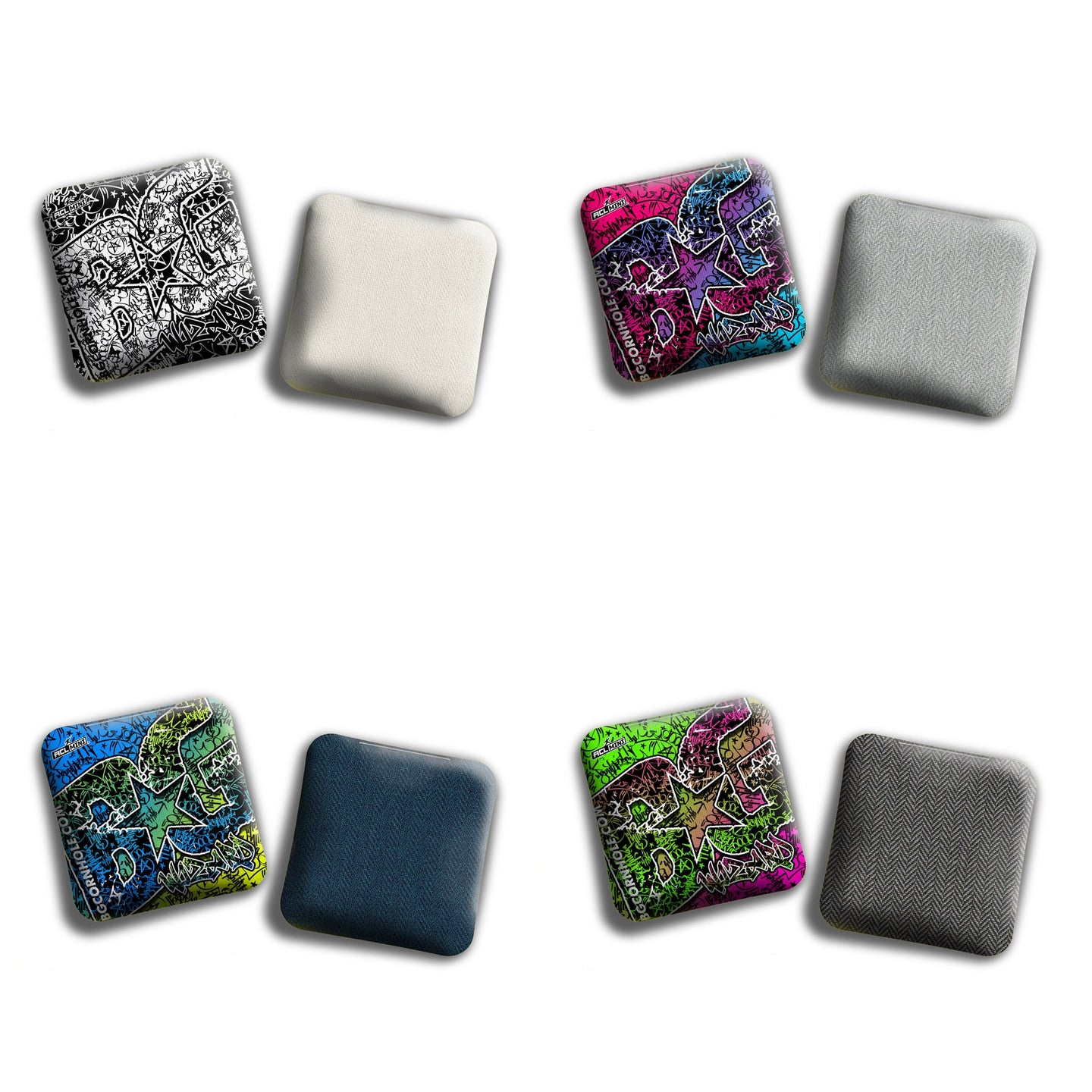 BG Cornhole 2025 BG Wizard 4" Mini Cornhole Bags - “GRAFFITI” - Set of 4 Bags