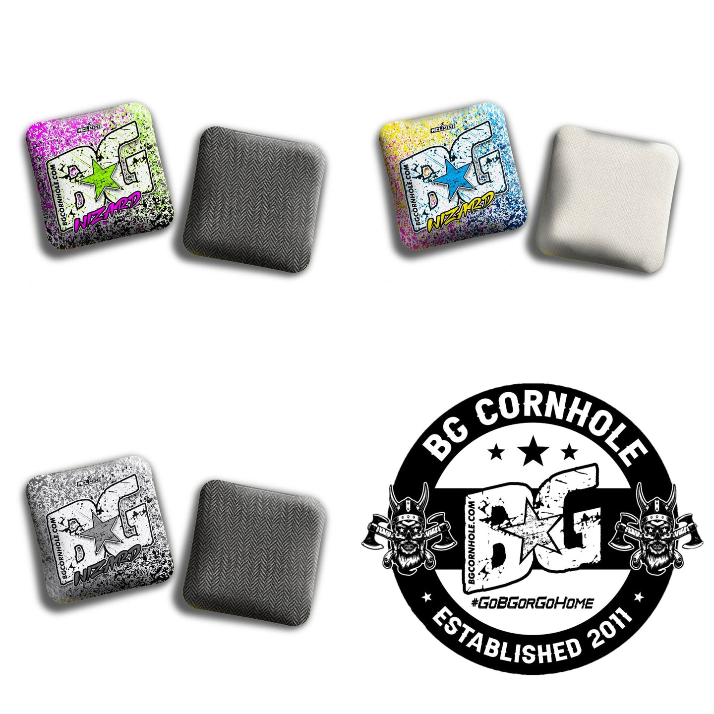 BG Cornhole 2025 BG Wizard 4" Mini Cornhole Bags - “MULTI SPLATTER” - Set of 4 Bags