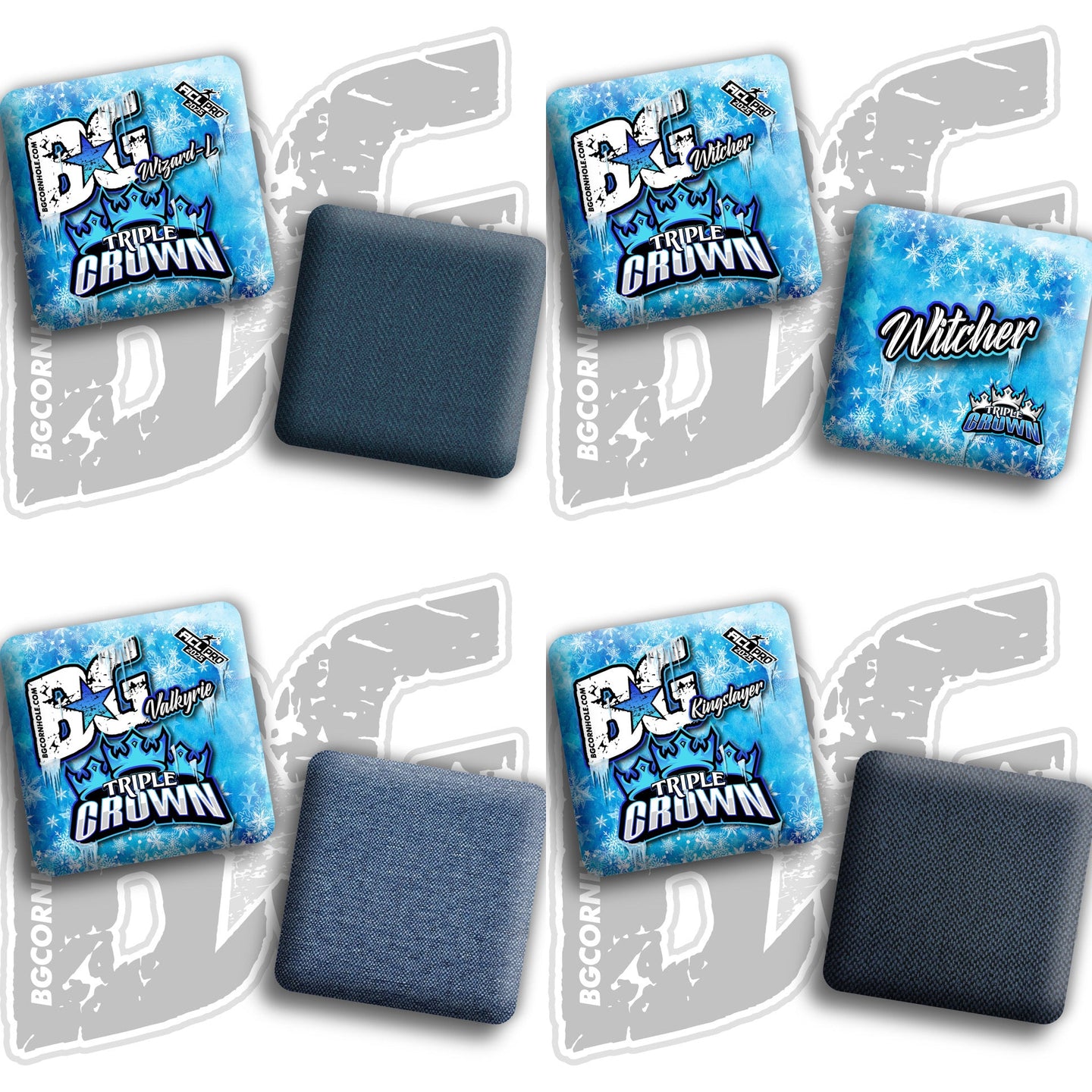 BG Cornhole 2026 Multiple Bag Models "Triple Crown Iced” Collab - ACL Pro Stamped Cornhole Bags - SET OF 4 BAGS