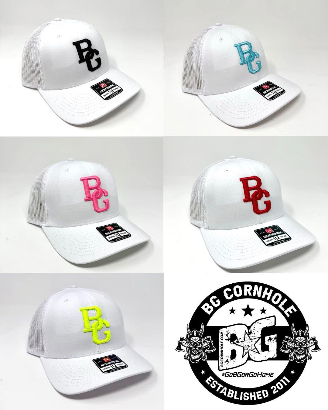 BG Cornhole White 112 Trucker Hat - Colored Embroidery - RICHARDSON