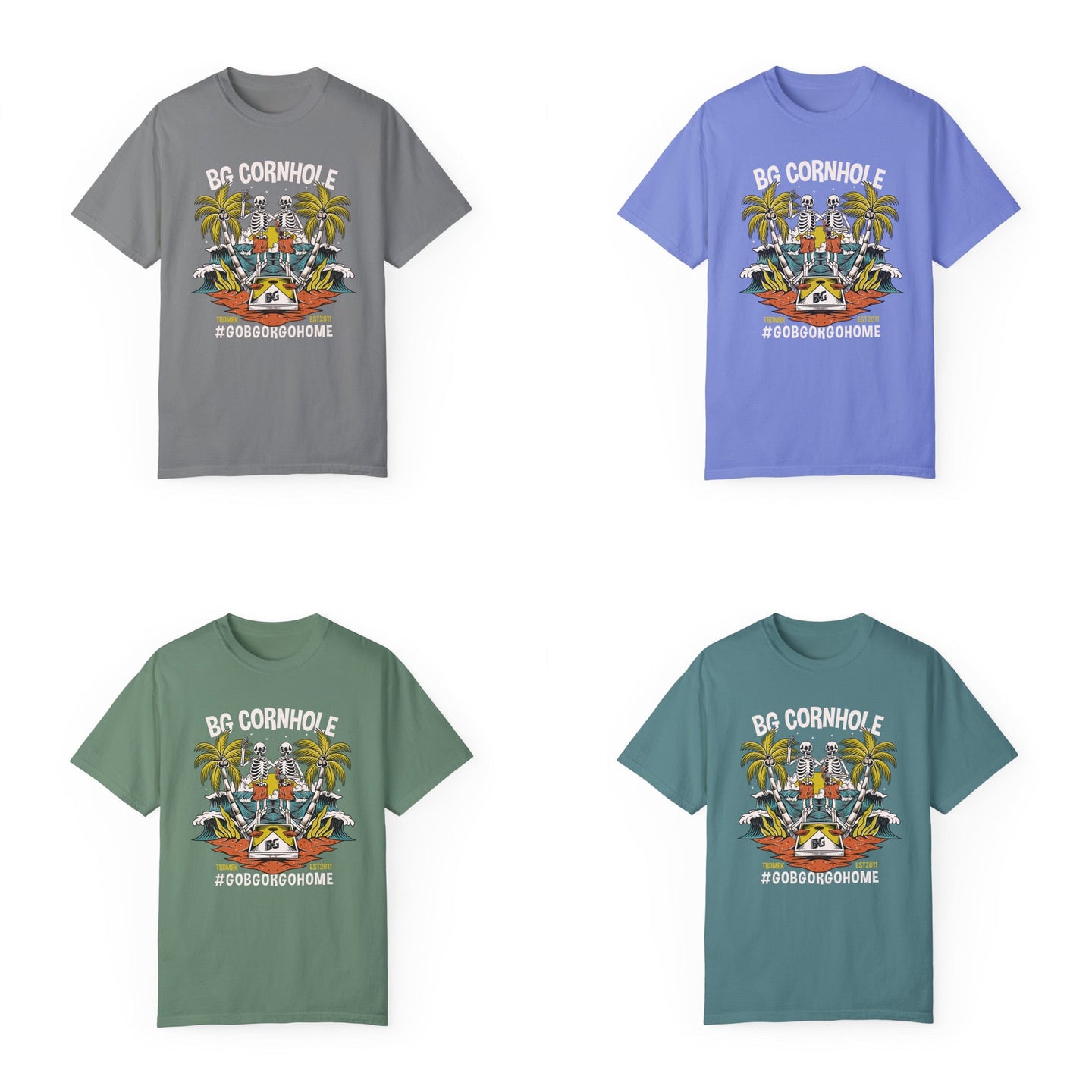 BG Cornhole Beach Skeleton Unisex Comfort Colors Tee - Multiple Colors