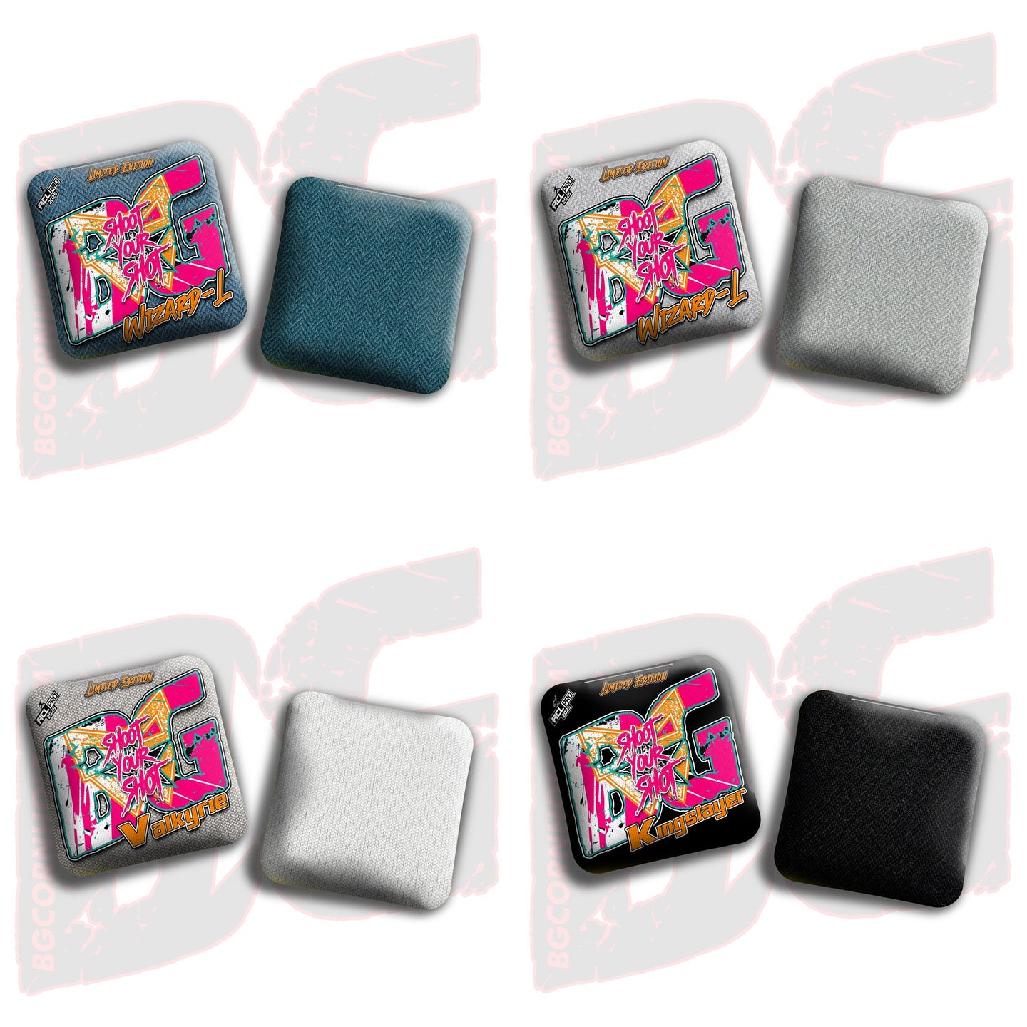 BG Cornhole 2026 Multiple Bag Models "Shoot Your Shot Tropics” Collab - ACL Pro Stamped Cornhole Bags - SET OF 4 BAGS