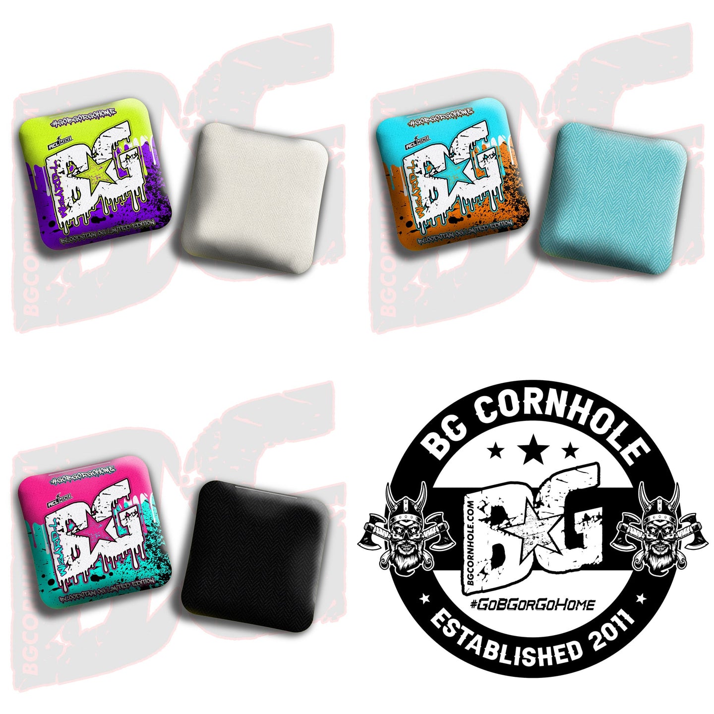 BG Cornhole 2025 BG Wizard L 4" Mini Cornhole Bags - “OG Bloodstain” - Set of 4 Bags