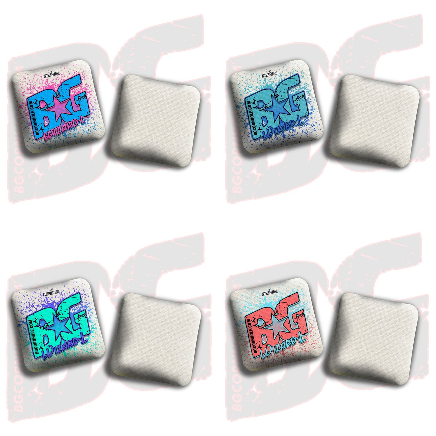 BG Cornhole 2025 BG Wizard L 4" Mini Cornhole Bags - “Paint Splatter" - Set of 4 Bags