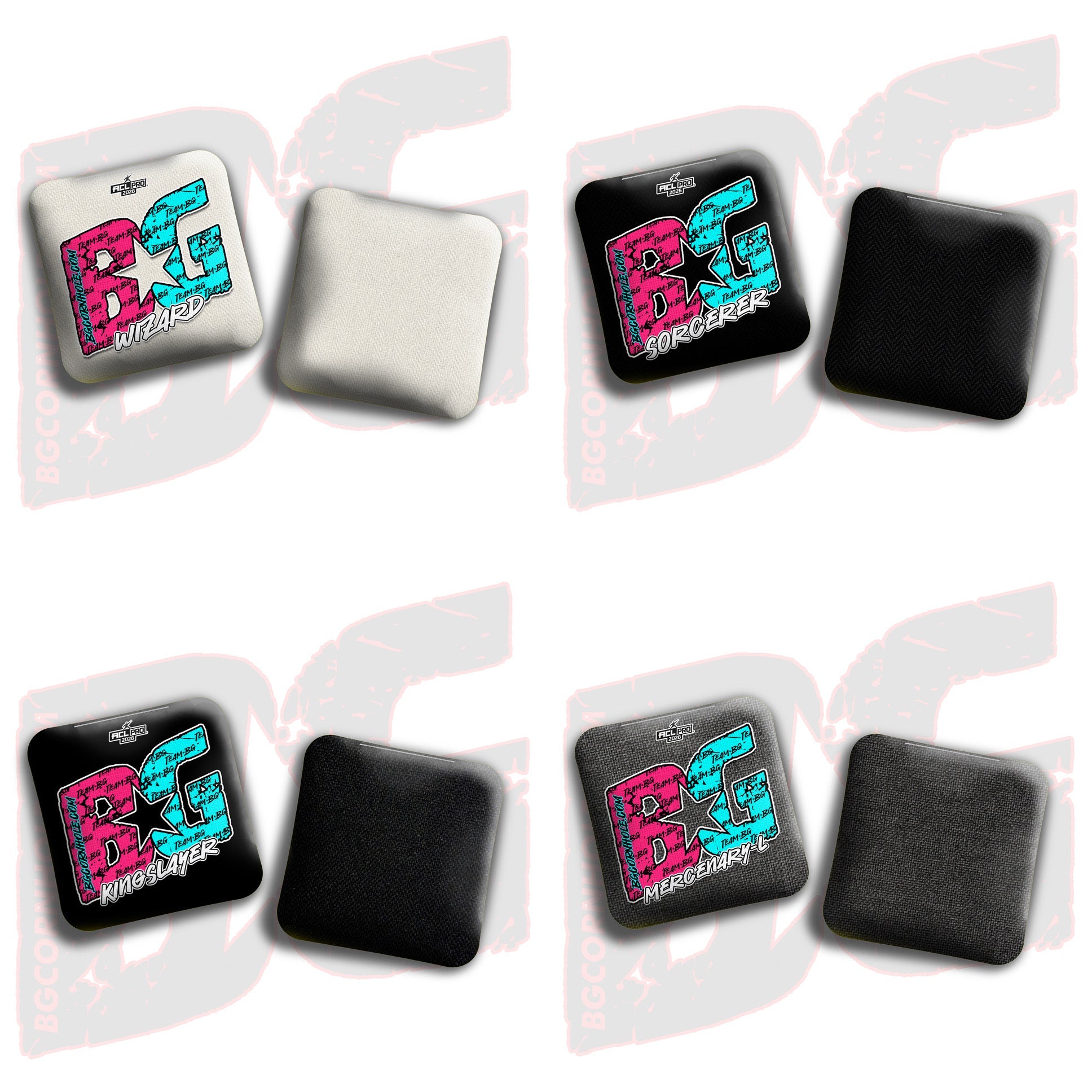 BG Cornhole 2026 Multiple Bag Models "Miami Split Logo Colormatch" - ACL Pro Stamped Cornhole Bags - SET OF 4 BAGS