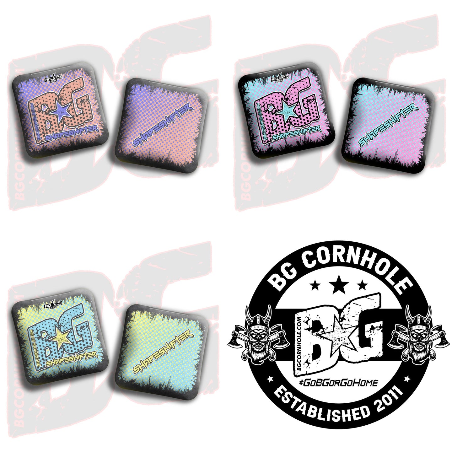 BG Cornhole 2026 COMP BG SHAPESHIFTER - "Halftone" - ACL Comp Stamped Cornhole Bags - SET OF 4 BAGS
