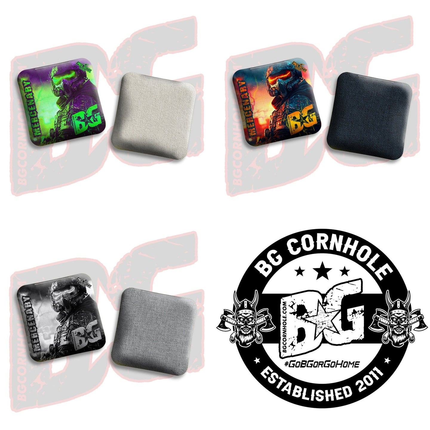 BG Cornhole 2026 COMP BG MERCENARY - "Urban Warfare" - ACL Comp Stamped Cornhole Bags - SET OF 4 BAGS