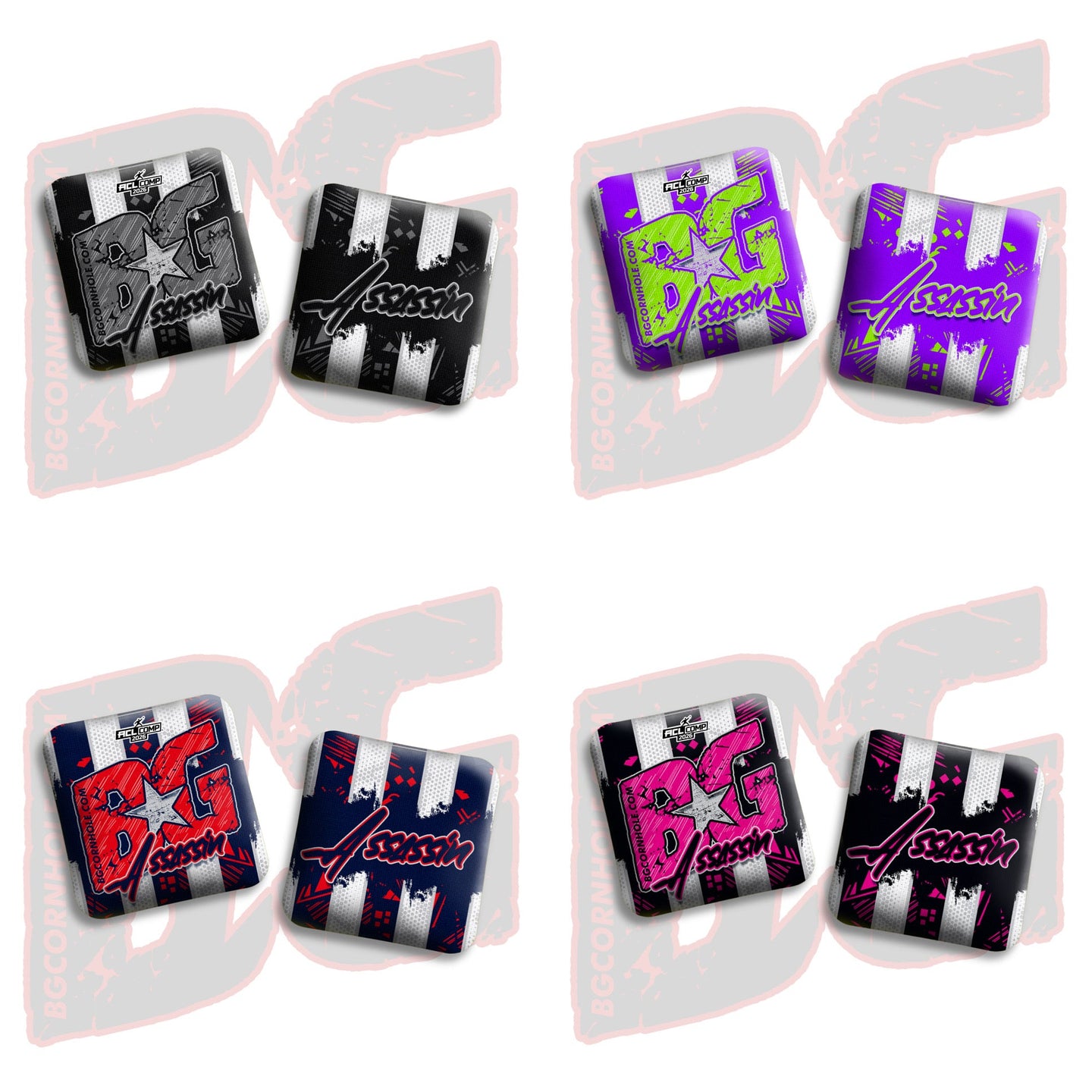 BG Cornhole 2026 COMP BG Assassin - "Rally Strike" - ACL Comp Stamped Cornhole Bags - SET OF 4 BAGS