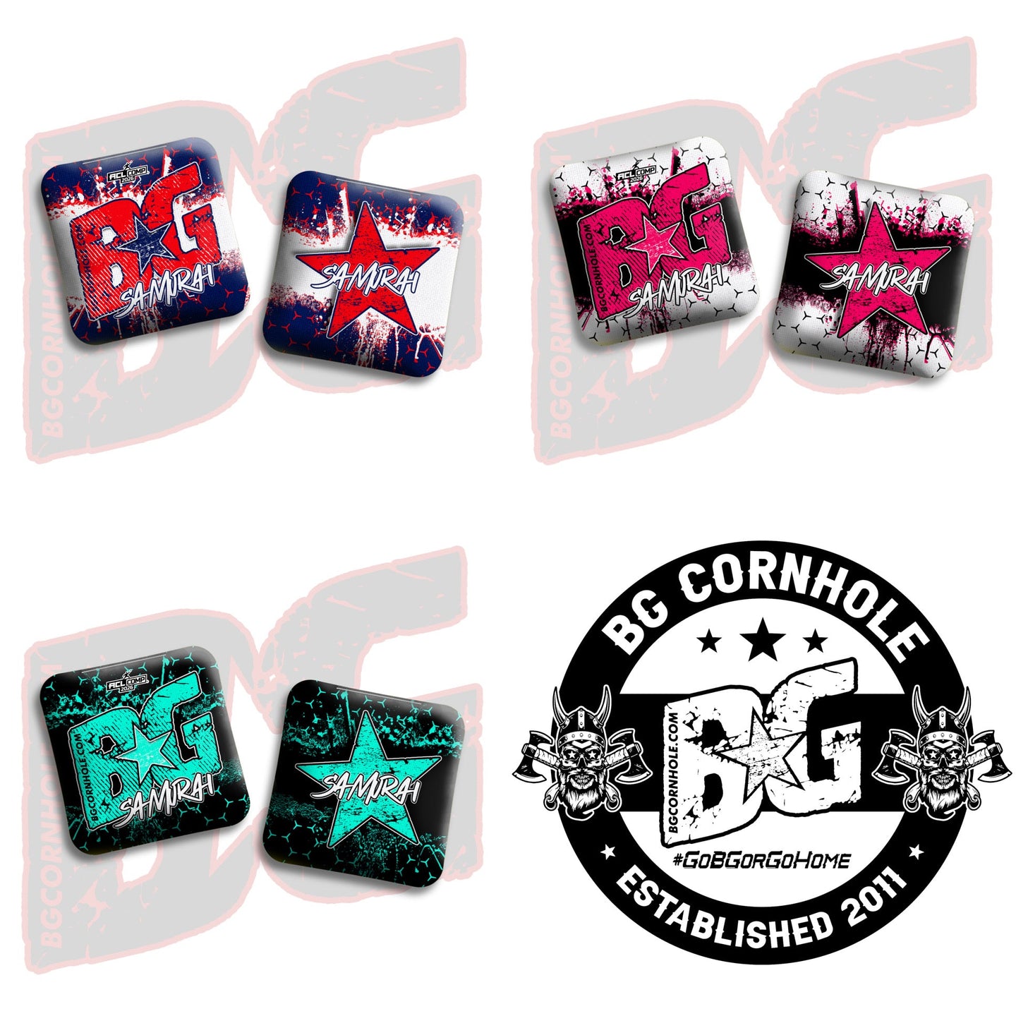 BG Cornhole 2026 COMP BG SAMURAI - "Hex Godz" - ACL Comp Stamped Cornhole Bags - SET OF 4 BAGS
