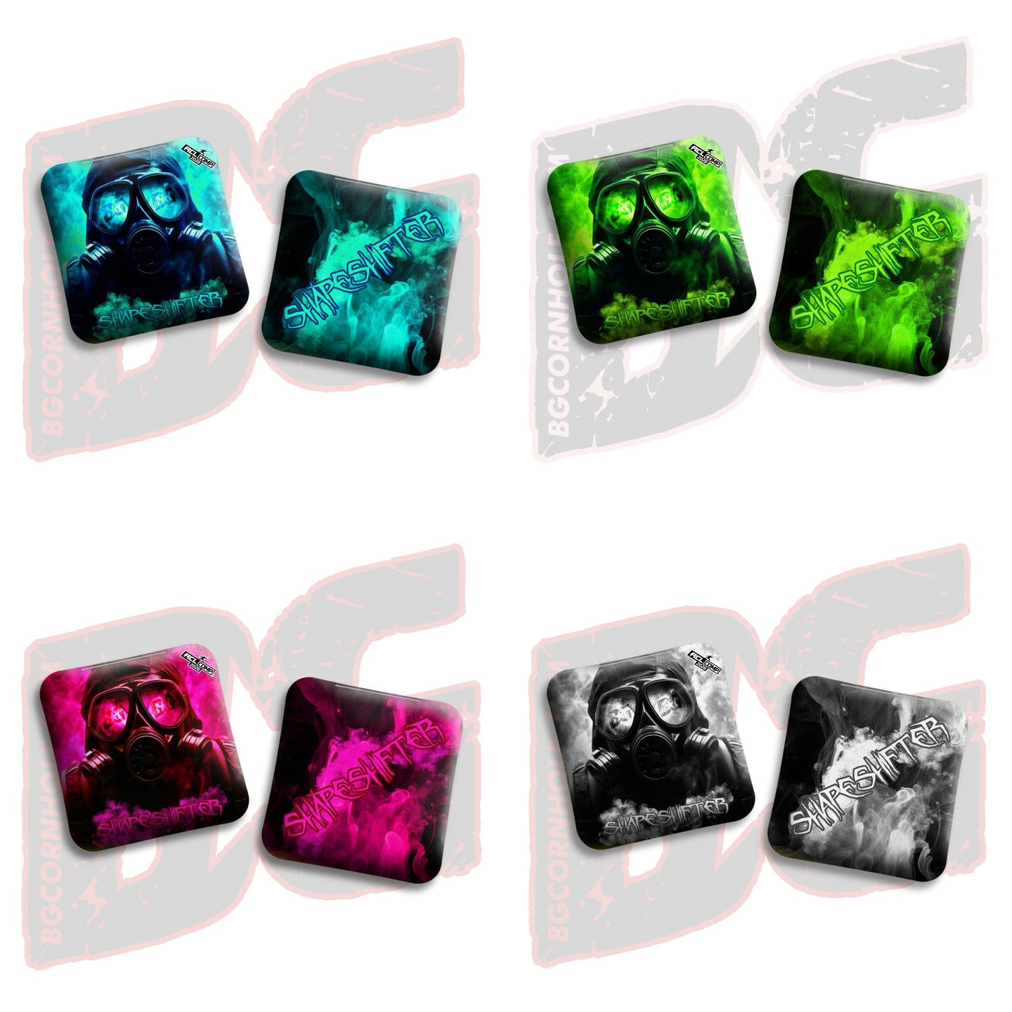 BG Cornhole 2026 COMP BG SHAPESHIFTER - "Gas Mask" - ACL Comp Stamped Cornhole Bags - SET OF 4 BAGS