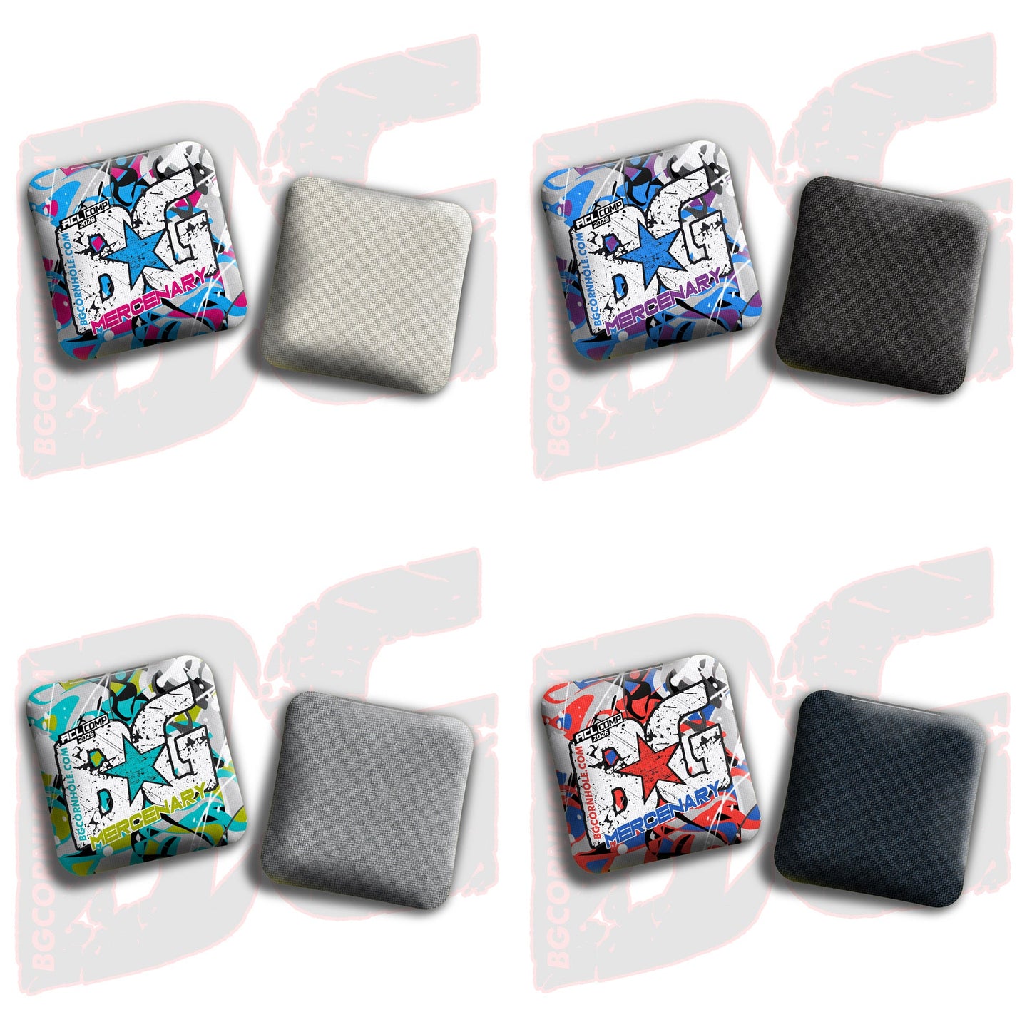 BG Cornhole 2026 COMP BG MERCENARY - "Modern" - ACL Comp Stamped Cornhole Bags - SET OF 4 BAGS