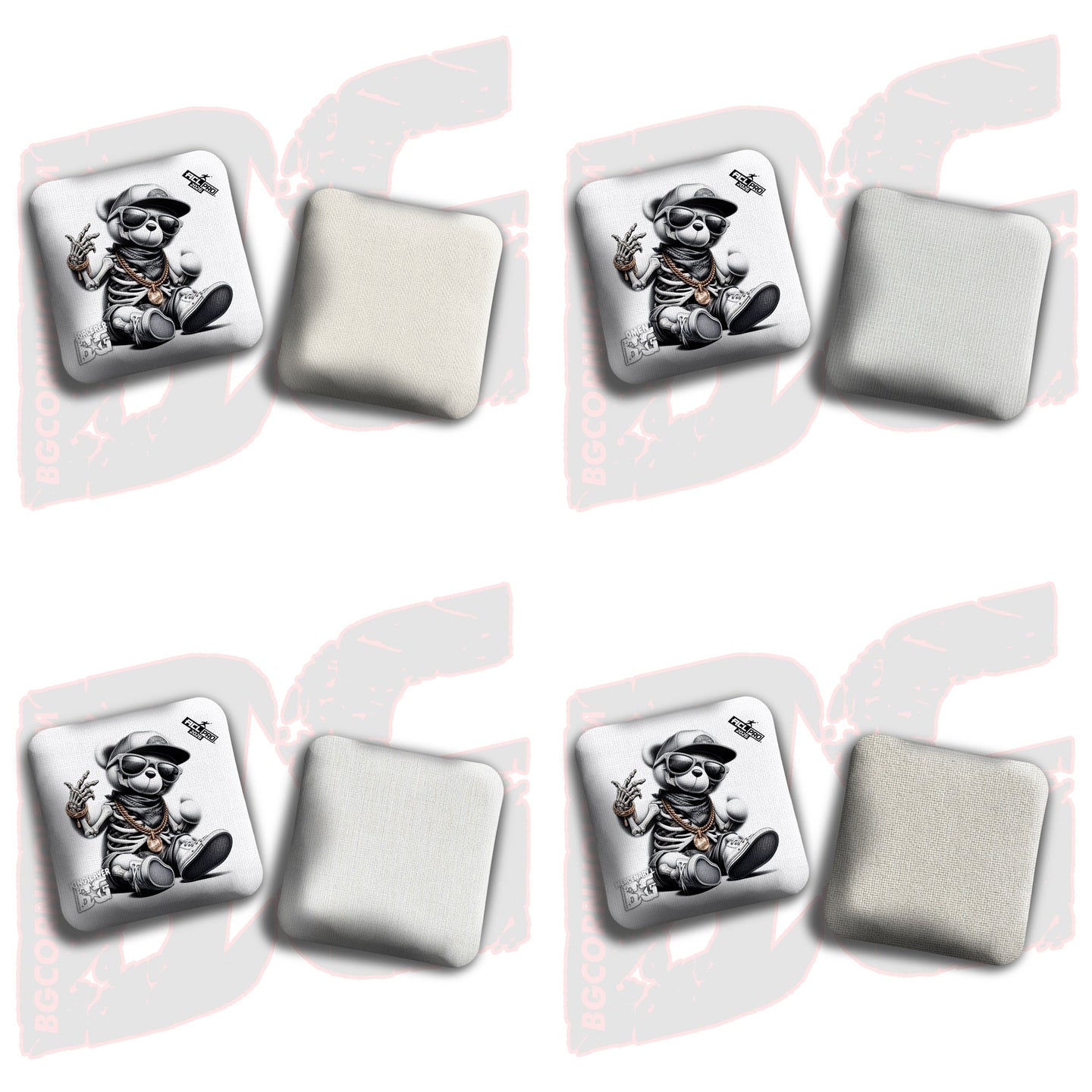 BG Cornhole 2026 BG Multiple Bag Types "Skeleton Teddy Bear" - ACL Pro Stamped Cornhole Bags - SET OF 4 BAGS