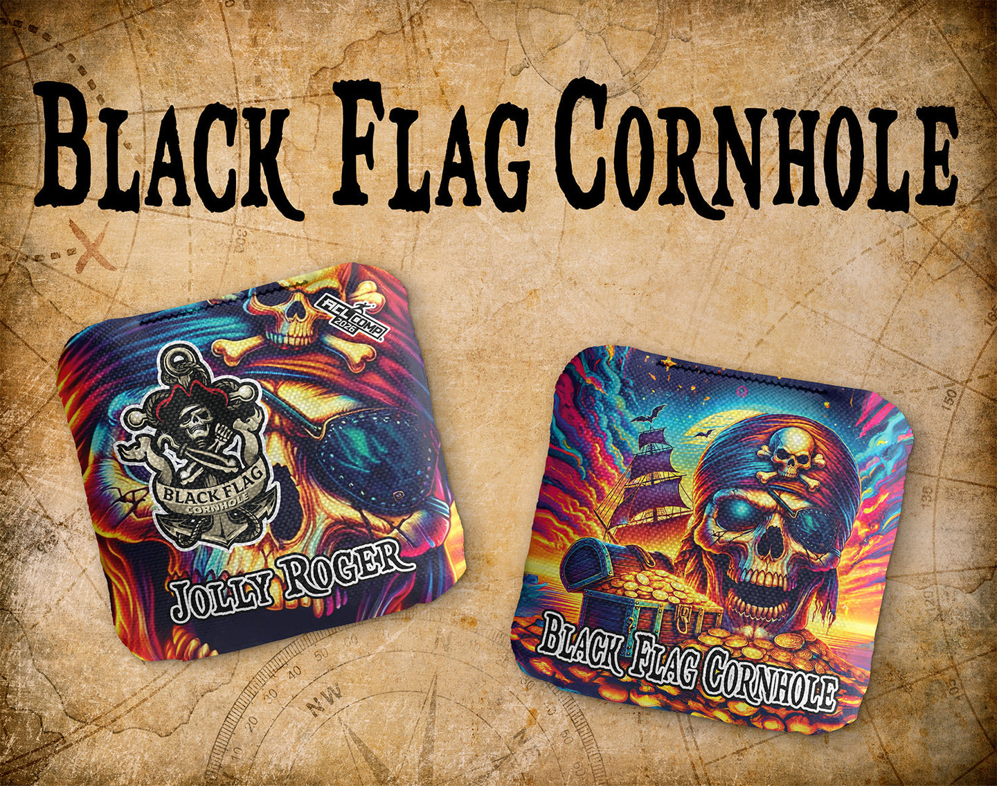Black Flag Cornhole Jolly Roger - Treasure Island - ACL Comp 2026