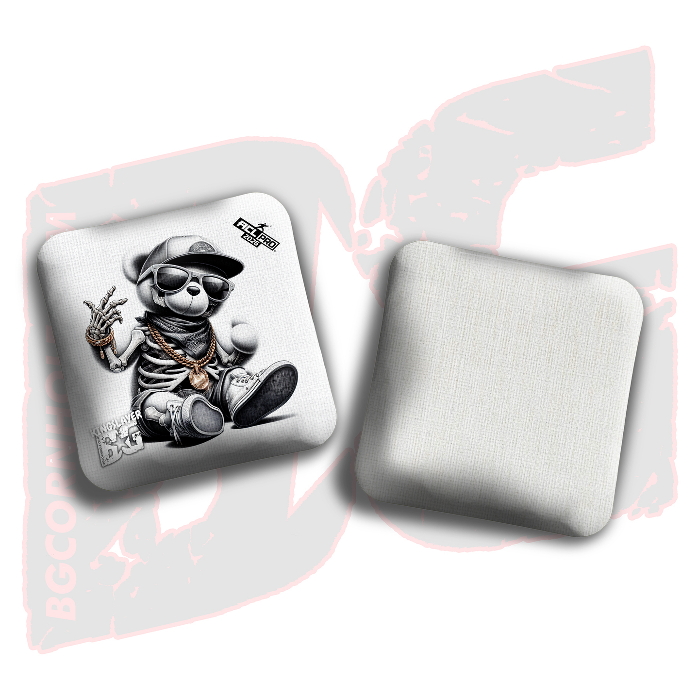 BG Cornhole 2026 BG Multiple Bag Types "Skeleton Teddy Bear" - ACL Pro Stamped Cornhole Bags - SET OF 4 BAGS