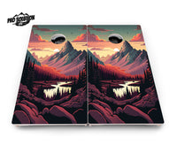 Mountain Sunset Cornhole Boards - Pro Solution Lite Series