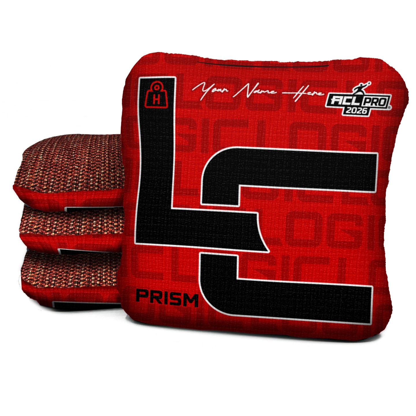 Logic Cornhole - LC Red Black - PRISM - ACL PRO 2026 BAGS - Custom Name Option- Set of 4 bags