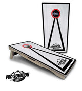 Red/Black Hole Ring Grey Wash Cornhole Boards - Pro Solution Lite Series