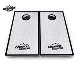 Red/Black Hole Ring Grey Wash Cornhole Boards - Pro Solution Lite Series
