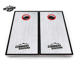 Red/Black Hole Ring Grey Wash Cornhole Boards - Pro Solution Lite Series