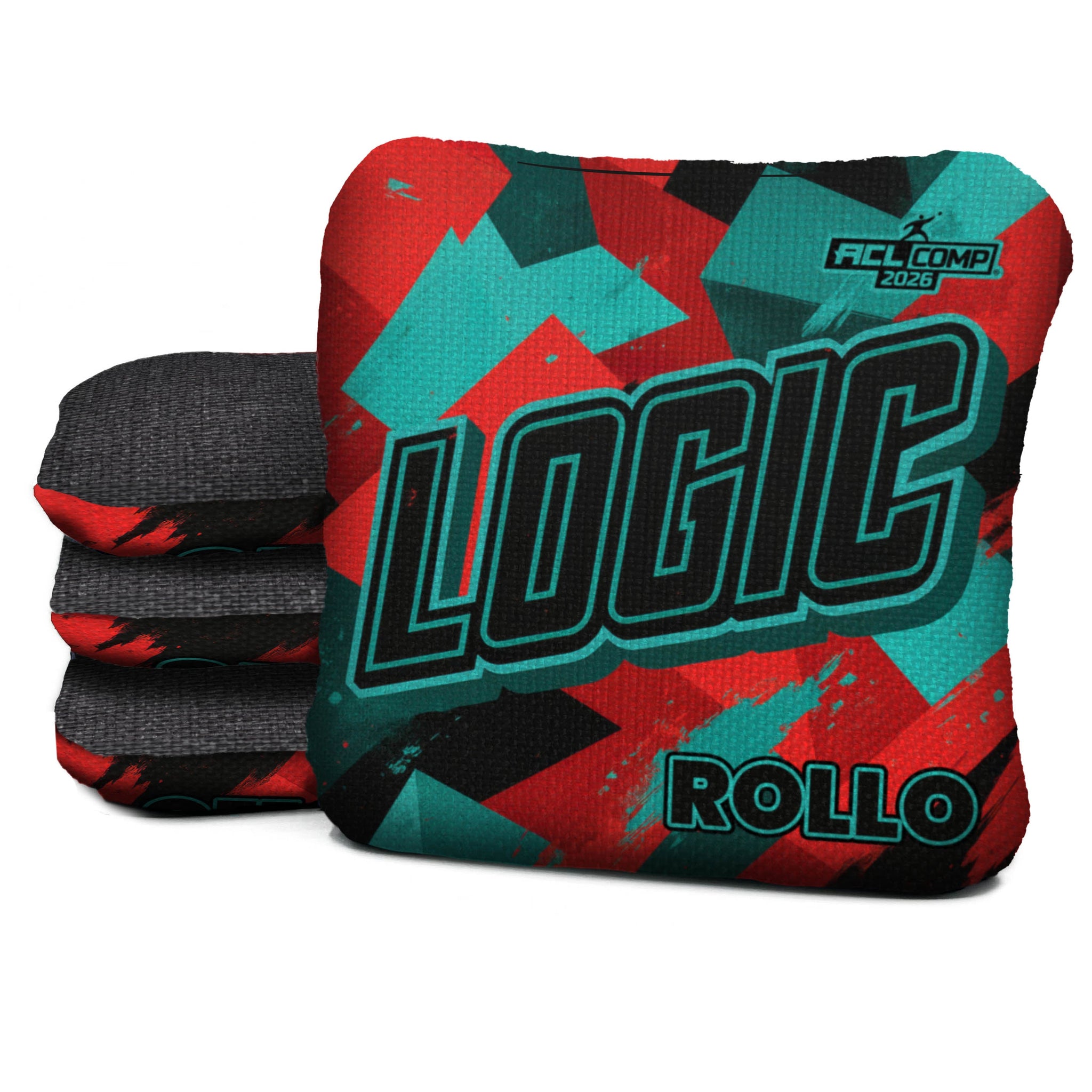 Logic Cornhole Angle Splat - Teal Red - ACL PRO 2026 BAGS - MULTIPLE BAG SERIES - Set of 4 bags