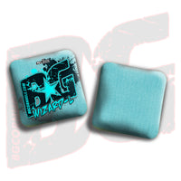 BG Cornhole 2025 BG Wizard L 4" Mini Cornhole Bags - “Aqua Paint Splatter" - Set of 4 Bags