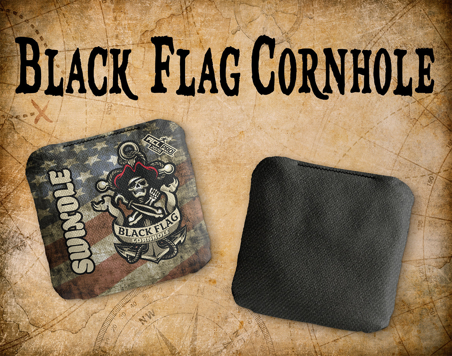 Black Flag Cornhole Swindle - Rustic Flag - ACL Pro 2026