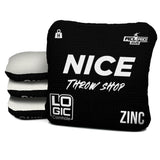NICE THROW SHOP x LOGIC CORNHOLE - BLACK W/ WHITE CARPET - ACL PRO 2026 BAGS - MULTIPLE BAG SERIES - Set of 4 bags