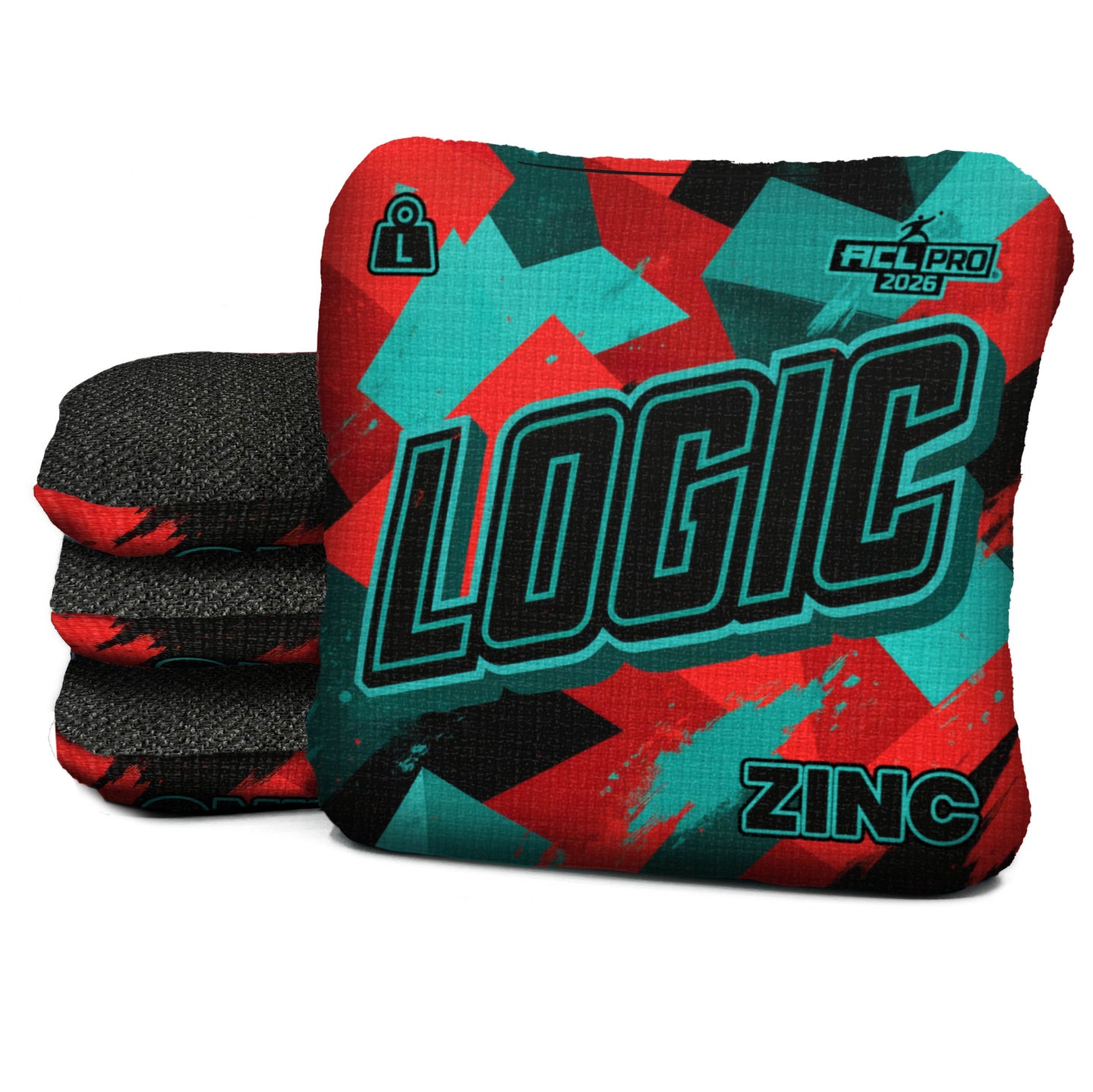 Logic Cornhole Angle Splat - Teal Red - ACL PRO 2026 BAGS - MULTIPLE BAG SERIES - Set of 4 bags