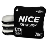 NICE THROW SHOP x LOGIC CORNHOLE - BLACK W/ WHITE CARPET - ACL PRO 2026 BAGS - MULTIPLE BAG SERIES - Set of 4 bags