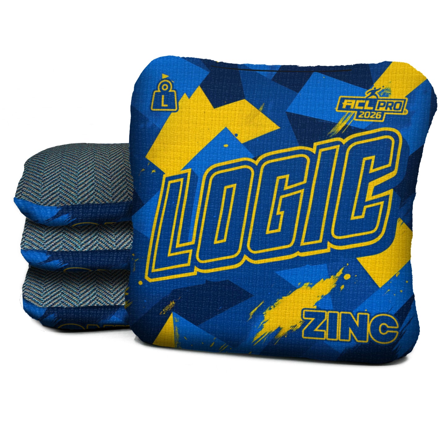 Logic Cornhole Angle Splat - Blue Yellow - ACL PRO 2026 BAGS - MULTIPLE BAG SERIES - Set of 4 bags