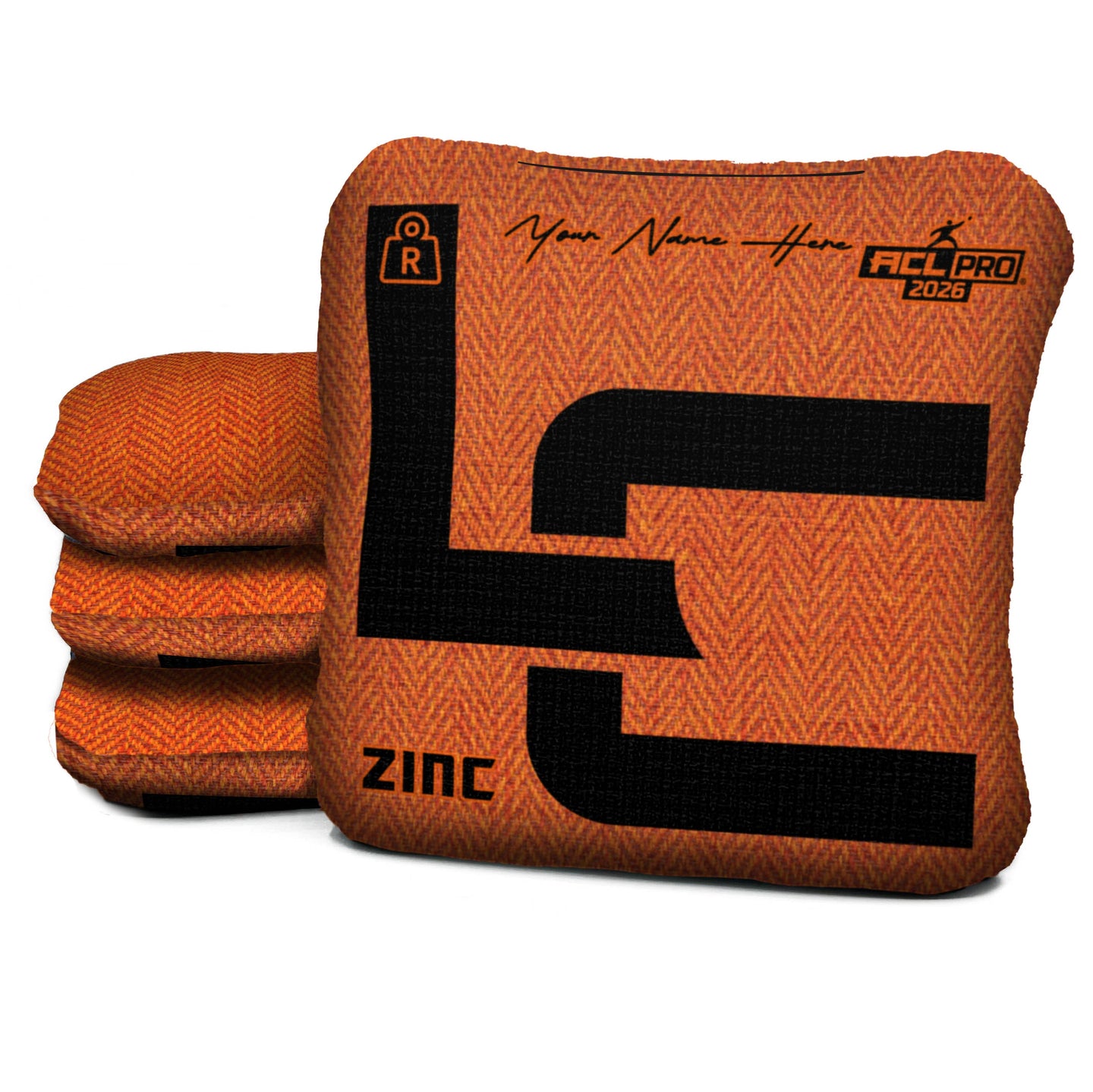 Logic Cornhole - LC - Orange - ZINC - ACL PRO 2026 BAGS - Custom Name Option- Set of 4 bags