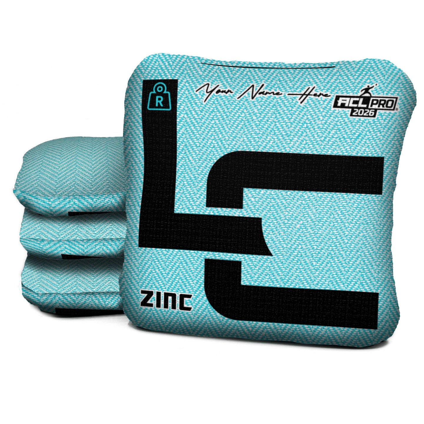 Logic Cornhole - LC - Aqua - ZINC - ACL PRO 2026 BAGS - Custom Name Option- Set of 4 bags
