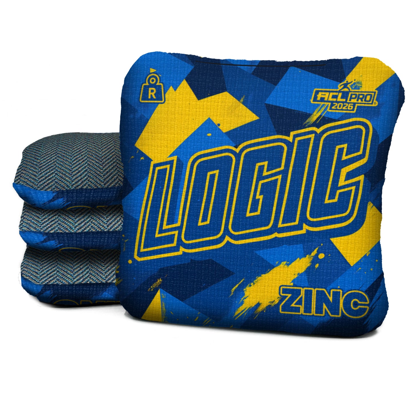 Logic Cornhole Angle Splat - Blue Yellow - ACL PRO 2026 BAGS - MULTIPLE BAG SERIES - Set of 4 bags