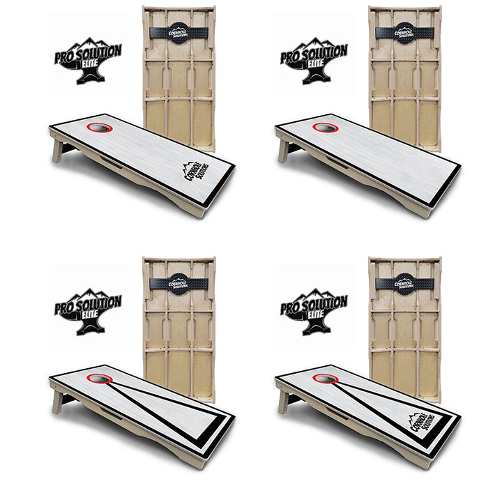 Red/Black Hole Ring Grey Wash Cornhole Boards - Pro Solution Elite Series