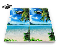 Beach Mountain Scene Cornhole Boards - Pro Solution Lite Series