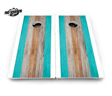 Beach Theme Stripe Cornhole Boards - Pro Solution Lite Series