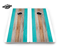 Beach Theme Stripe Cornhole Boards - Pro Solution Lite Series