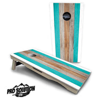 Beach Theme Stripe Cornhole Boards - Pro Solution Lite Series