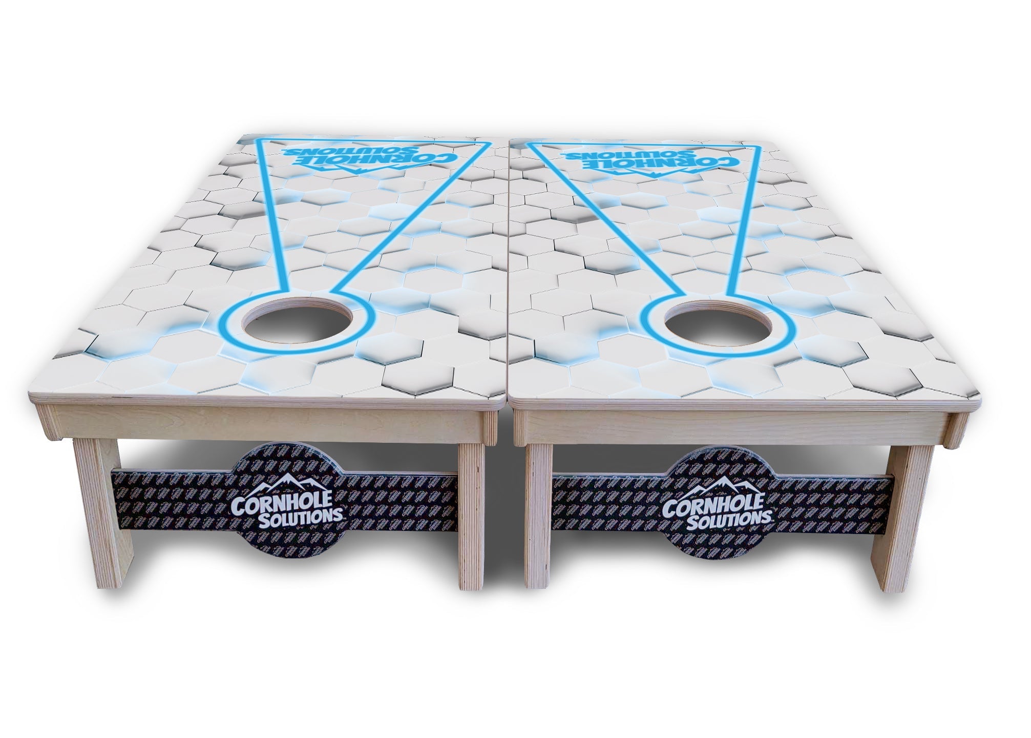 Glow Hole White Background Cornhole Boards - Professional Tournament Series